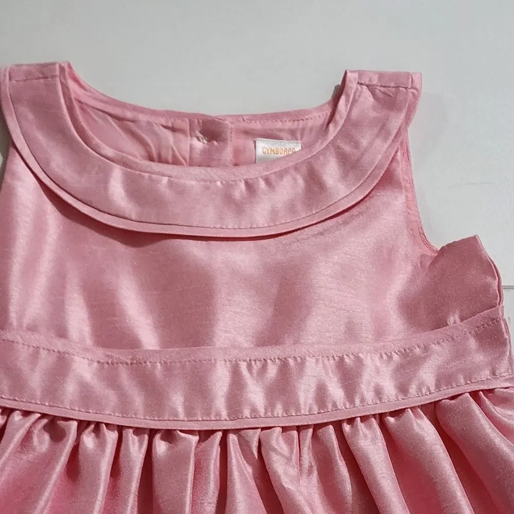 Gymboree Girls Pretty in Pink & White Shiny Formal Ribbed Dress 5t